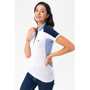 Tricou polo cu logo discret si model colorblock