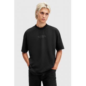 AllSaints tricou din bumbac BONES SS CREW barbati, culoarea negru, cu imprimeu, M073PB