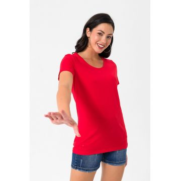 Tricou de bumbac cu decolteu rotund