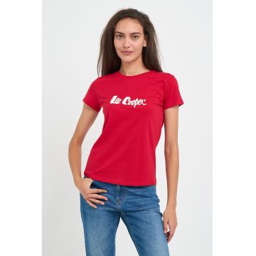 Tricou dama cu maneca scurta si text logo - Rosu