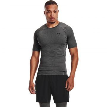 Tricou Under Armour Hg Armour Comp SS Tee Carbon Heather/ Black