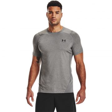 Tricou Under Armour Hg Armour Fitted SS Tee Carbon Heather/ Black