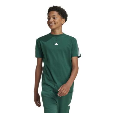 adidas tricou de bumbac pentru copii U FI 3S T culoarea verde, cu imprimeu, IX3652