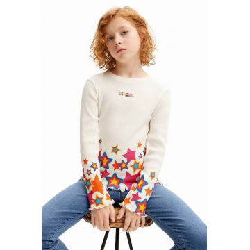 Desigual longsleeve din bumbac pentru copii culoarea alb, 24WGTK20