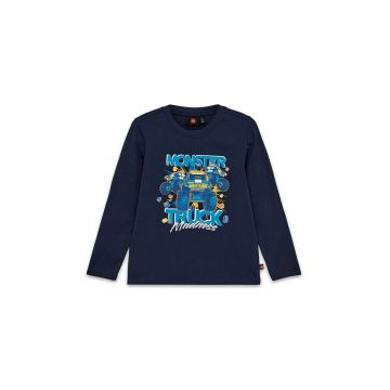 Lego longsleeve din bumbac pentru copii LWTANO 610 culoarea albastru marin, cu imprimeu, 12011321