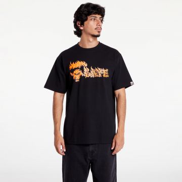 Tricou A BATHING APE Flame Ape Face Tee Black/ Red