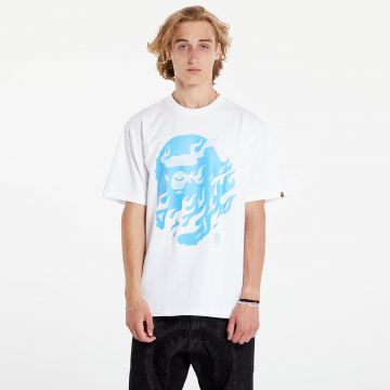 Tricou A BATHING APE Flame Ape Head Tee White/ Blue