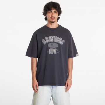 Tricou A BATHING APE Garment Dye Rhinestone Logo Relaxed Fit Short Sleeve Tee Charcoal