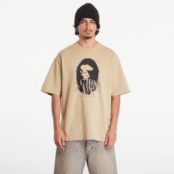 Tricou A BATHING APE Spray Print Logo Relaxed Fit Short Sleeve Tee Beige