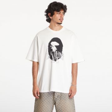 Tricou A BATHING APE Spray Print Logo Relaxed Fit Short Sleeve Tee Ivory