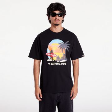 Tricou A BATHING APE Sunset Beach Ape Head Tee M Black