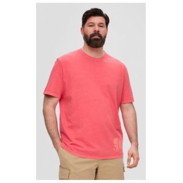 Tricou barbati big size din bumbac cu imprimeu cu logo - Coral