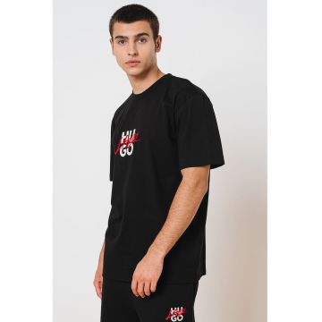 Tricou de bumbac cu logo Dlongny