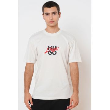 Tricou de bumbac cu logo Dlongny