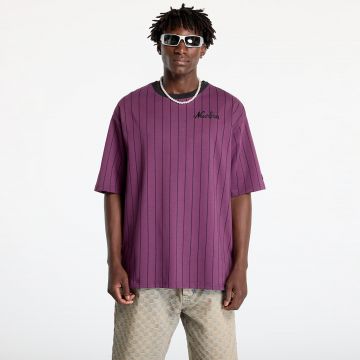 Tricou New Era Pinstripe Oversized Tee UNISEX Damson/ Black