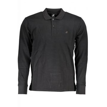 Tricou polo barbati maneca lunga si imprimeu cu logo negru