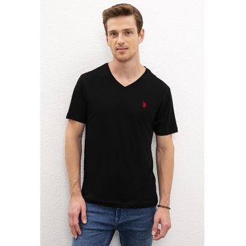 Tricou slim fit cu decolteu in V