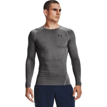 Tricou Under Armour Hg Armour Comp LS Carbon Heather/ Black