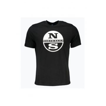 Tricou barbati cu imprimeu cu logo si croiala Regular fit negru