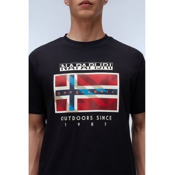 Tricou cu model logo si grafic - cu decolteu la baza gatului