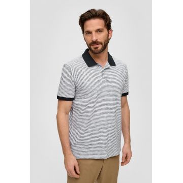 Tricou polo de bumbac cu model cu dungi