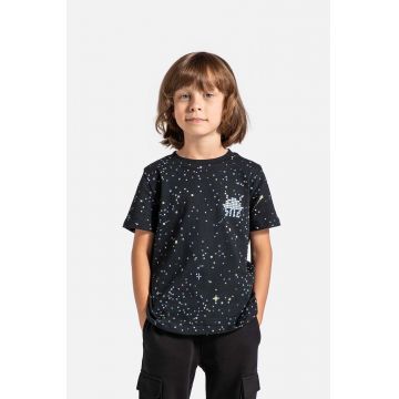 Coccodrillo tricou de bumbac pentru copii culoarea negru, modelator, WORLD OF PIXEL BOY KIDS