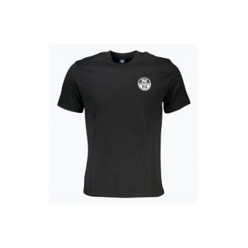 Tricou barbati cu decolteu la baza gatului si logo negru