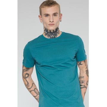 Tricou din bumbac cu decolteu la baza gatului