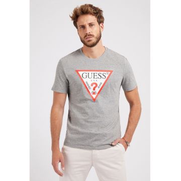 Tricou slim fit cu imprimeu logo triunghiular supradimensionat