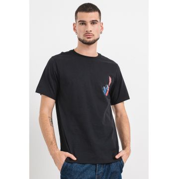 Tricou cu decolteu la baza gatului si logo grafic