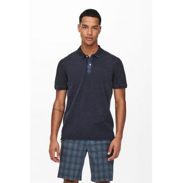 Tricou polo slim fit din material pique Travis