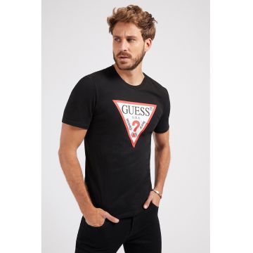 Tricou slim fit cu imprimeu logo triunghiular supradimensionat