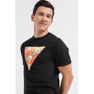 Tricou slim fit de bumbac cu imprimeu logo pe piept