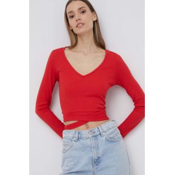 Pepe Jeans longsleeve Catherine femei, culoarea rosu