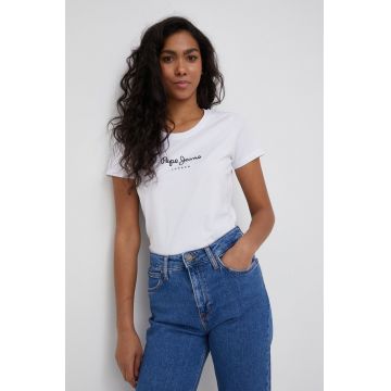 Pepe Jeans tricou New Virginia Ss N femei, culoarea alb