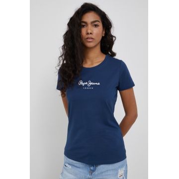 Pepe Jeans tricou New Virginia Ss N femei, culoarea albastru marin