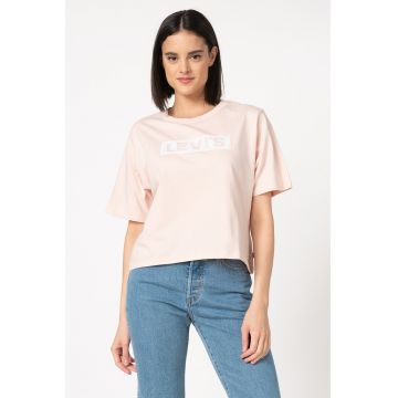 Tricou crop cu aplicatie logo