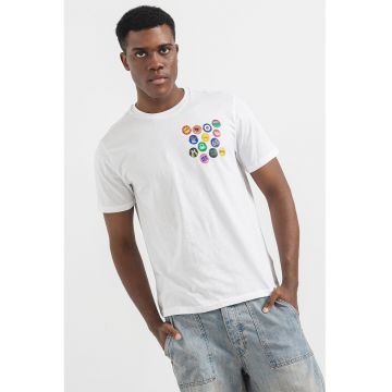 Tricou de bumbac cu decolteu la baza gatului