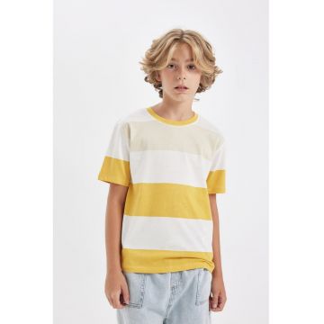 Tricou din bumbac cu model in dungi