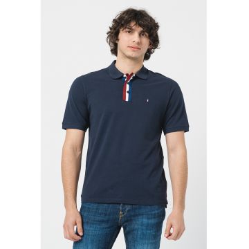 Tricou polo de bumbac cu fenta cu nasturi Drake