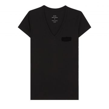 V-neck logo slim t-shirt l