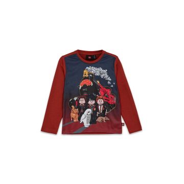 Lego longsleeve din bumbac pentru copii LWTANO 706 culoarea bordo, cu imprimeu, 12011280