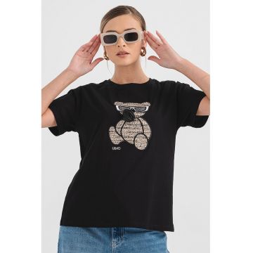 Tricou cu maneci cazute si strasuri