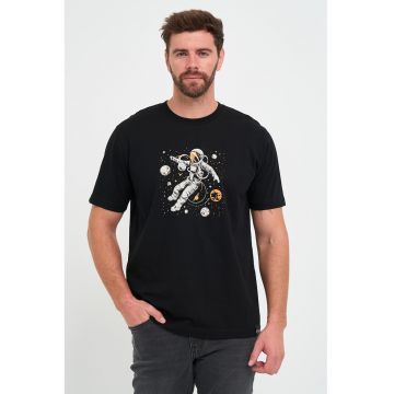 Tricou de bumbac cu decolteu la baza gatului