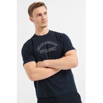 Tricou de bumbac cu decolteu la baza gatului