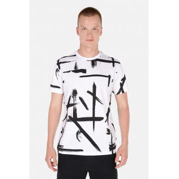 Tricou de bumbac cu model abstract