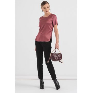 Tricou din satin cu slituri laterale