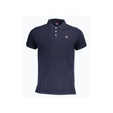 Tricou polo barbati cu logo - din bumbac - Bleumarin inchis