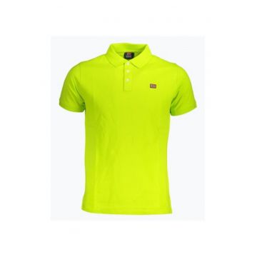 Tricou polo barbati cu logo - din bumbac - Galben neon