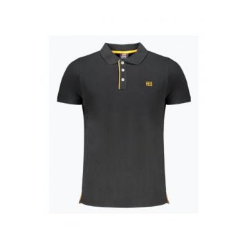 Tricou polo barbati din bumbac cu detalii contraste - Negru